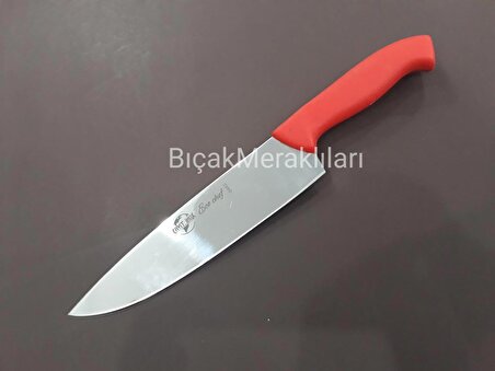 Şef Bıçağı Toplam Uzunluk 33 CM Kırmızı Plastik Sap