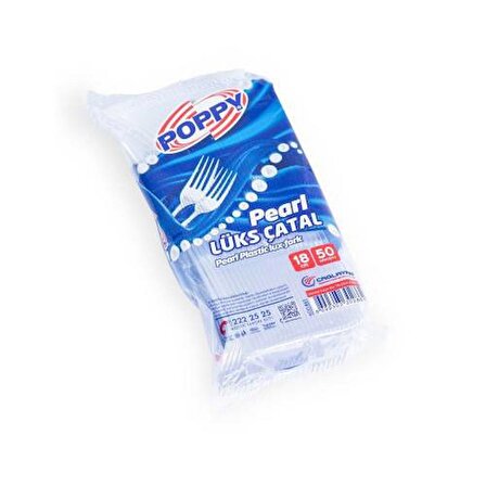 Poppy Plastik Lüks Çatal - 18 Cm. - Şeffaf - 50 Adetlik 10 Paket