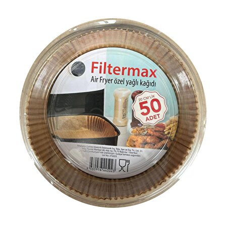 Filtermax Yağlı Airfryer Fırın Fritöz Tepsi Pişirme Kızartma Kağıdı - Yuvarlak - 20 Cm. - 50 Adet