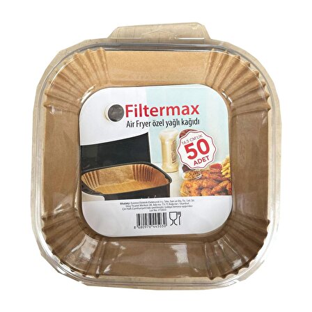 Filtermax Yağlı Airfryer Fırın Fritöz Tepsi Pişirme Kızartma Kağıdı - Kare - 16.5 Cm. - 50 Adet