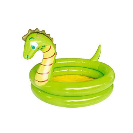 Yeşil Hayvan Figürlü Şişme Çocuk Havuzu, Bebek Yüzme Havusu, Yuvarlak Oyun Havuzu Yumuşak Tabanlı 