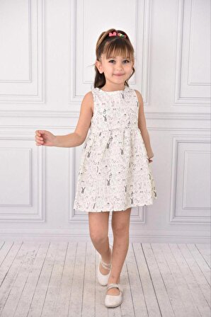 yazlık new model tavşanlı kız çocuk elbise