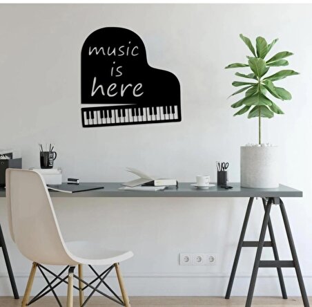 Music Is Here Piano Müzik Ahşap Mdf Dekoratif Tablo