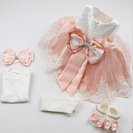 Kız Bebek Mevlüt Elbisesi Gelinlik Fransız Dantelli Abiye STL11015