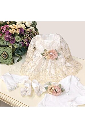 Kız Bebek Mevlüt Elbisesi Defne Sabunlu Takımı STL4605
