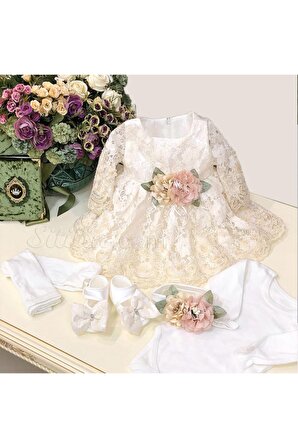 Kız Bebek Mevlüt Elbisesi Defne Sabunlu Takımı STL6056
