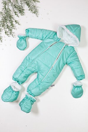 Kız Erkek Bebek Yeşil Astronot Kozmonot Tulum Mont STL6431