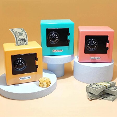 Sarı Retro Atm Safe Box Dönen Şifreli Mini Banka Para Kutusu Tasarruf Kumbara