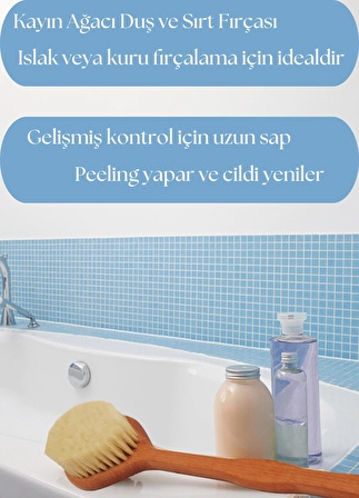 Duş Sırt Fırçası, Banyo Sırt Fırçası, Selülit Fırçası, Sert Kıllı Vücut Fırçası