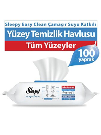 Sleepy Easy Clean Sirke Karbonat Çamaşır Suyu Katkılı Yüzey Temizlik Islak Havlusu - 100'lü 10 Paket