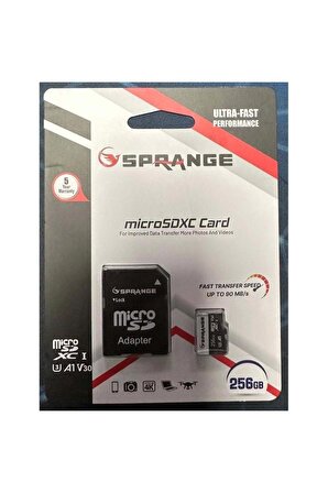 SPRANGE SM-256 Class10 256GB Micro SDXC UHS-3 4K HD Ultra Hafıza Kartı M256