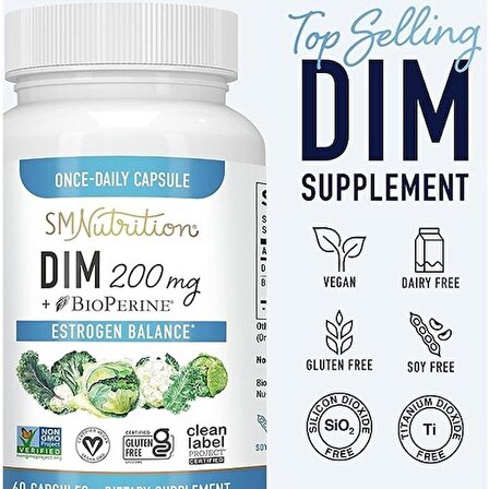 SM Nutrition Dim 200 mg Bioperine Estrogen Balance Support 60 Cap