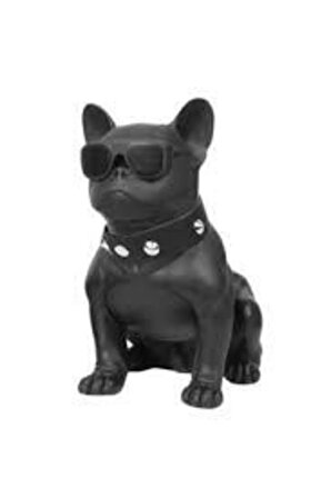 Sonia Desingshop Gözlüklü Bulldog Köpek Bluetooth Kablosuz Hoparlör Ses Bombası Siyah