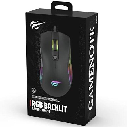 GameNote MS1002 Kablolu RGB Gaming Mouse Siyah  USB/Ayarlanabilr RGB ışıklı/DPI,1.62m kablo boyu