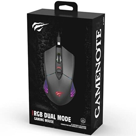 GameNote MS1021W Kablosuz RGB Gaming Mouse Siyah  USB/Ayarlanabilr RGB ışıklı/DPI