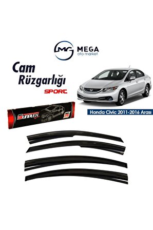 Honda Civic 2011-2016 Arası Mugen Tip Cam Rüzgarlık Sunplex