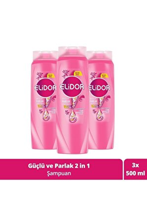 ELİDOR Superblend 2'si 1 Arada Şampuan ve Saç Bakım Kremi Güçlü ve Parlak 500 ML x3