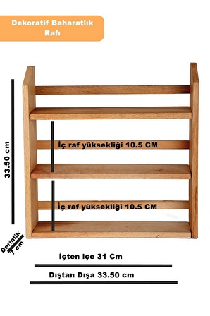 3 Katlı Dekoratif Baharatlık Rafı