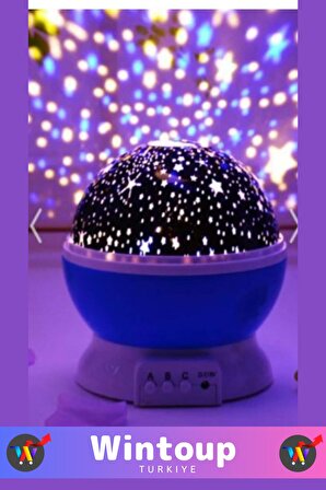 Gece Lambası Tavana Işık Yansıtan Dönen Yıldız Ay Projeksiyon Çocuk Ve Genç Odası Lamba Işık Küresi
