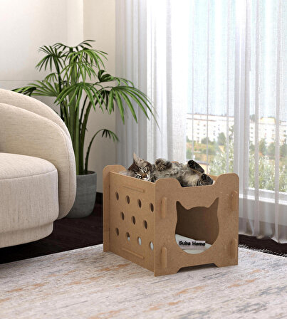 Suba Home Tek Katlı Kedi Evi Açık Kahverengi 