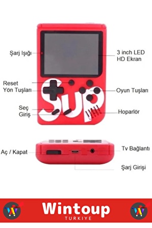 Sup Atari Retro 400 Nostalji Oyunlu Mini Ateri Gameboy - Gamebox - Taşınabilir 2 Oyunculu