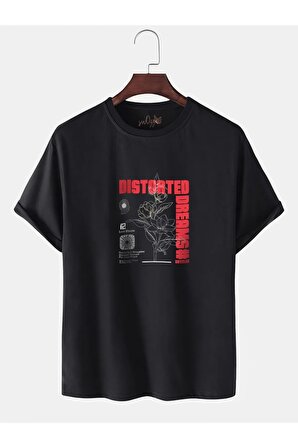 Dıstorted Dreams Özel Tasarımlı Oversize Bol Kalıp Siyah Tshirt