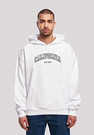California Baskılı Beyaz 3 iplik kalın kumaş Unisex sweatshirt hoodie