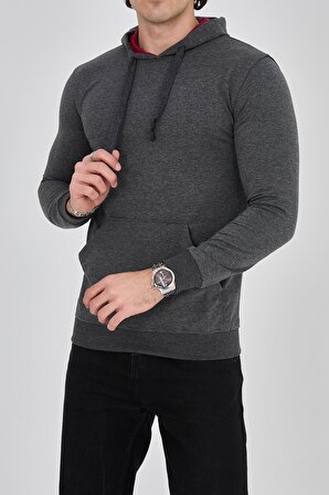 Kapüşonlu Basic Erkek Sweatshirt