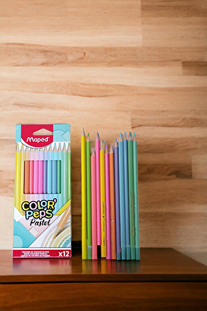 12 PASTEL RENK KURU BOYA BOYA KALEMİ SETİ COLOR PEPS PASTEL RENK 12 Lİ