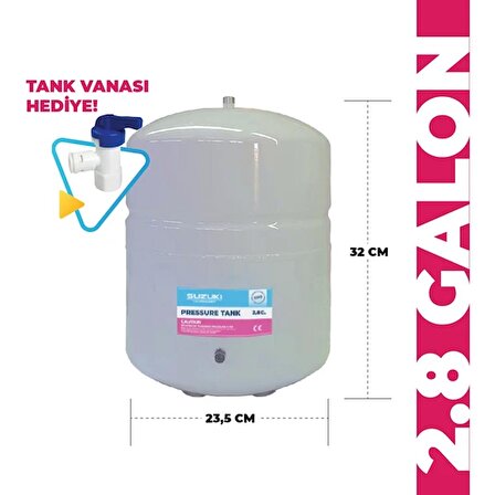 Su Arıtma Deposu,Su Arıtma Tankı(2.8 Galon) 10 Litre Metal Tank