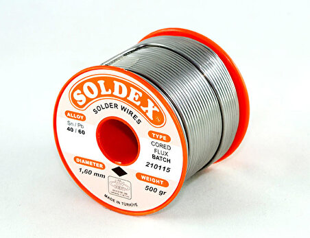 Soldex 40-60 Lehim Teli 500 Gr 1.6 mm- Sn:40 / Pb:60