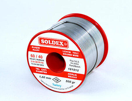 Soldex 60-40 Lehim Teli 500 Gr 1 mm - Sn:60 / Pb:40