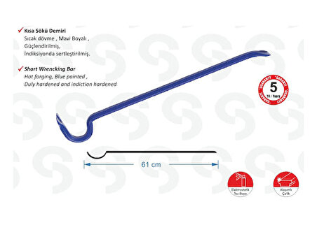 Sait Demirci SK 6000 Kısa Sökü Demiri - 1200 gr, 61cm