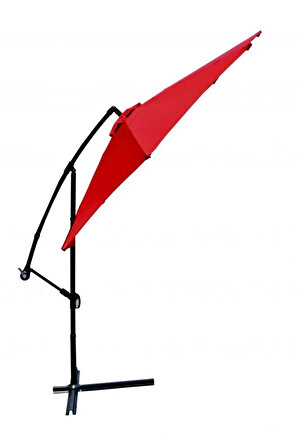 Bidesenal Makaralı Sistem Bahçe Şemsiyesi, Ampül Şemsiye, 300cm Polyester Bahçe Şemsiyesi AmpulŞemsiye Açık Kahverengi