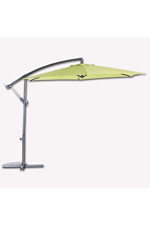 Bidesenal Makaralı Sistem Bahçe Şemsiyesi, Ampül Şemsiye, 300cm Polyester Bahçe Şemsiyesi AmpulŞemsiye Açık Yeşil