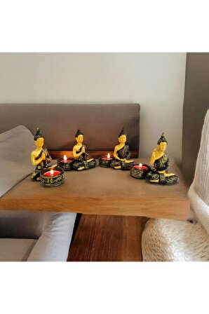 Dekoratif 4 lü Buda mumluk Tealight