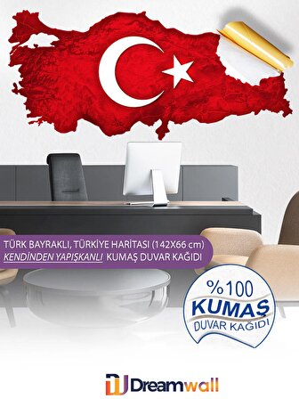 Dreamwall Türkiye Haritası, Türk Bayrağı Kendinden Yapışkanlı Duvar Kağıdı