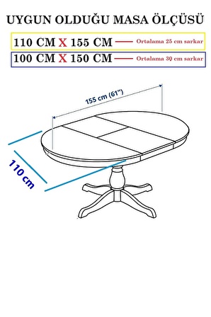 Zeren Home Simli Dertsiz Oval Masa Örtüsü 160 x 270