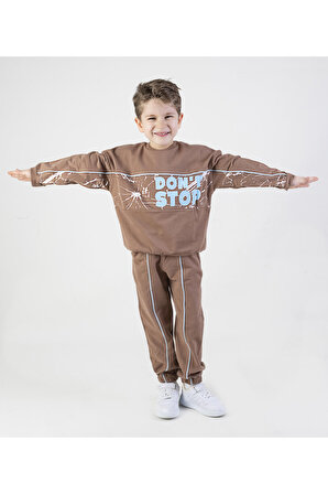 Erkek Çocuk Don't Stop Baskılı Örme Basic Eşofman Takımı