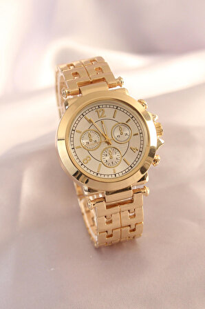 Gold Renk Metal Kordon Beyaz İç Tasarım Kadın Saat - TJ-BS3463