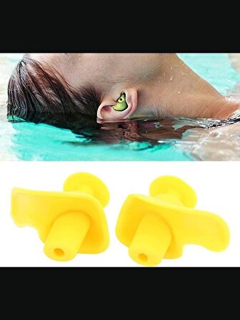 Yüzücü Kulak Tıkacı Su geçirmez  Yüzücü Kulak Tıkacı Yetişkin ve Çocuk Yumuşak Silikon  Sarı Renk
