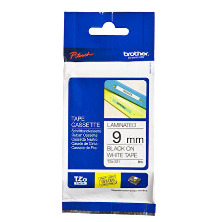 Brother TZE-221 Beyaz Lamine Etiket (9mm)