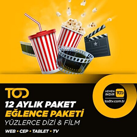Tod 12 Aylık Eğlence Paketi - (Web + Cep + Tablet + Smart Tv)