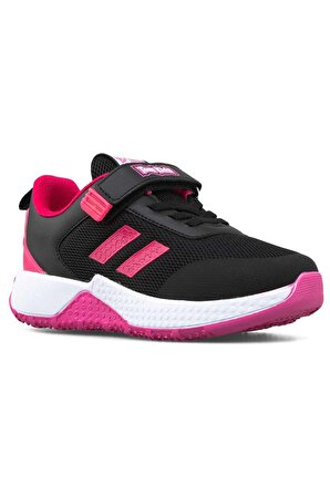  Cırtlı Siyah Fuşya Pudra Kız Çocuk Spor Ayakkabı
