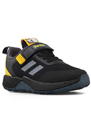  Cırtlı Siyah Sarı Erkek Çocuk Spor Ayakkabı