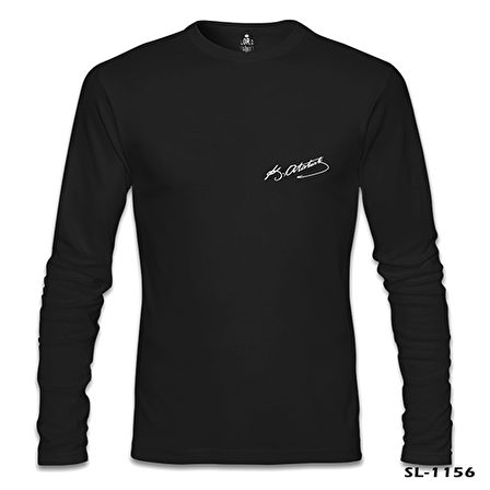 Atatürk İmza - Göğüs Logo Siyah Erkek Sweatshirt