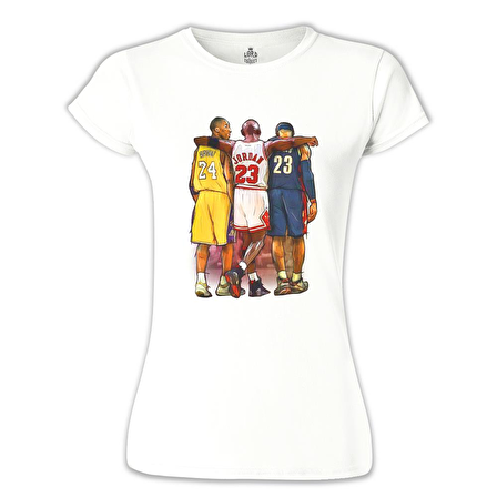Basketball - Jordan & James & Bryant Beyaz Bayan Tshirt