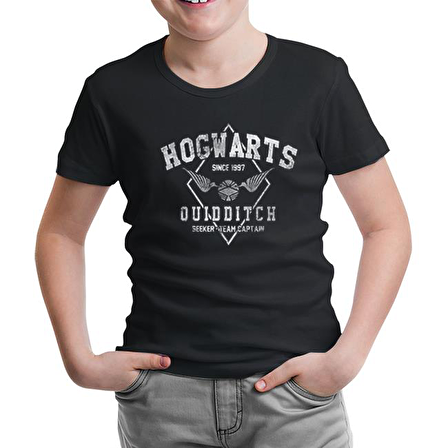 Hogwards - Quidditch Siyah Çocuk Tshirt