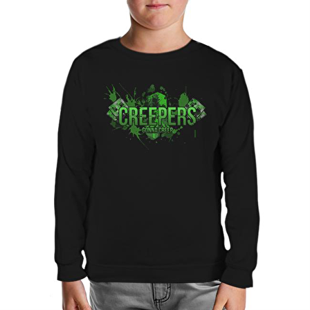 Minecraft - Creepers Siyah Çocuk Sweatshirt