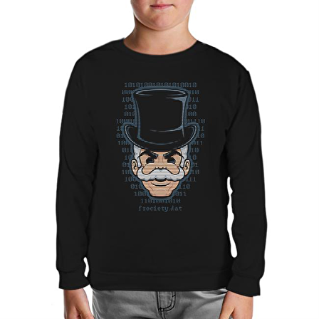 Mr. Robot - FSociety Siyah Çocuk Sweatshirt